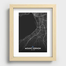 Mount Vernon, New York, United States - Dark City Map Recessed Framed Print