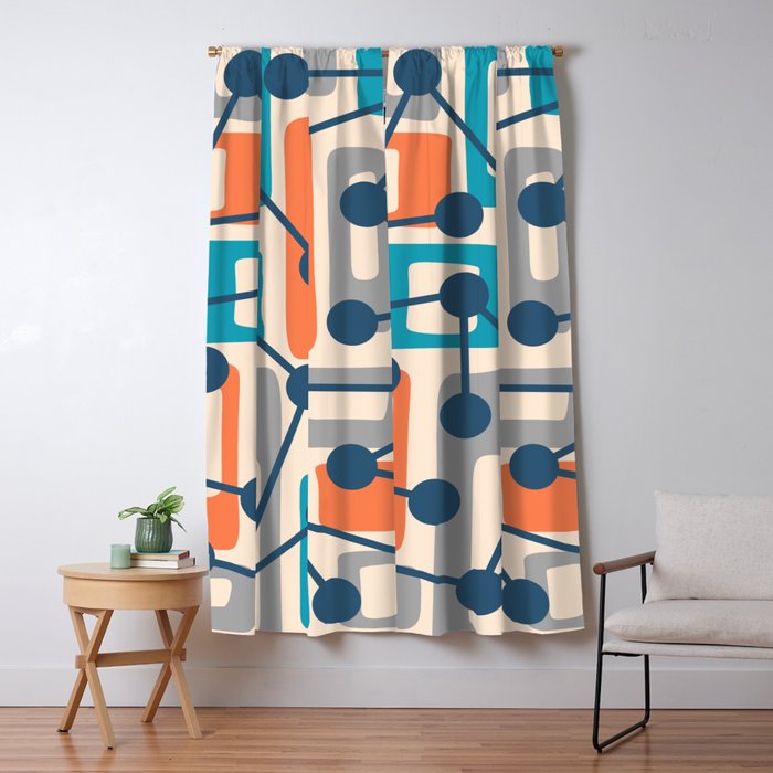 Mid Century Modern Atomic Nucleus Pattern 427 Blackout Curtain by Tony
