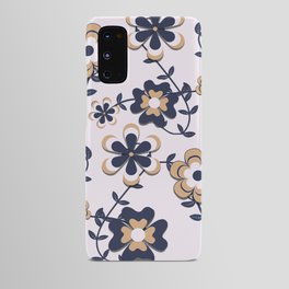 Retro 70's Navy Blue-Gold Flower Power Bunch Android Case