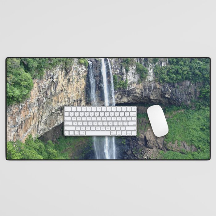 Brazil Photography - Beautiful Waterfall In The Middle Of The Jungle Desk Mat