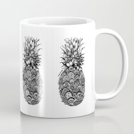 Pineapple Zentangle Black and White Pen Drawing Coffee Mug