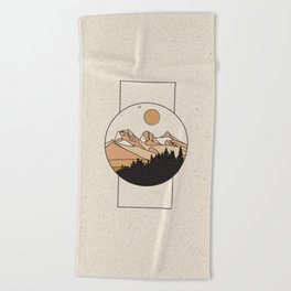 Three Sisters Canmore Landscape Line Art Beach Towel