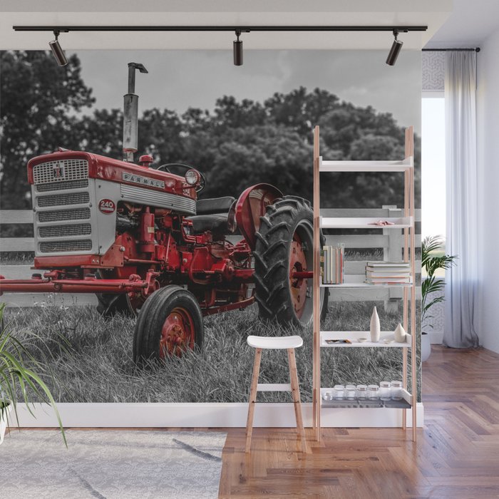 IH 240 Farmall Tractor Red Tractor Color Isolation Wall Mural