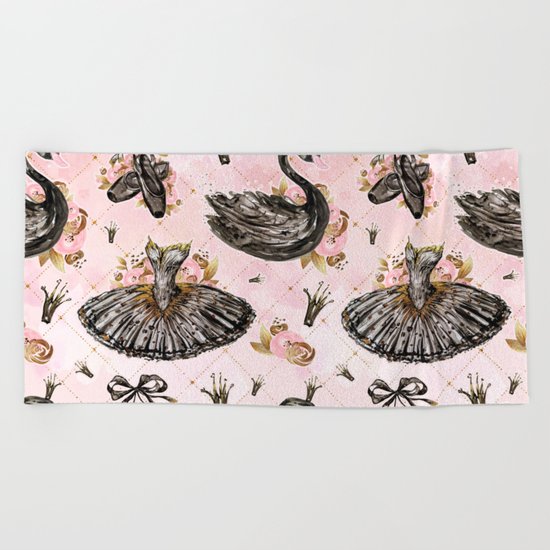 Black swans ballerina #1 Beach Towel