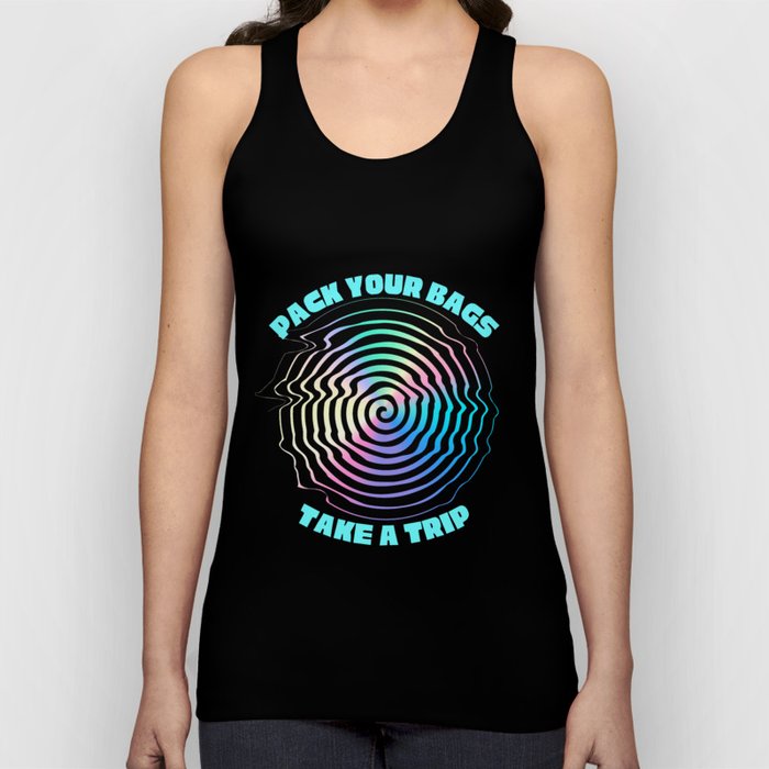 Pack your bags, take a trip - Holographic Trippy Warp Tank Top
