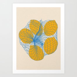 Five Lemons In A Net Bag Art Print