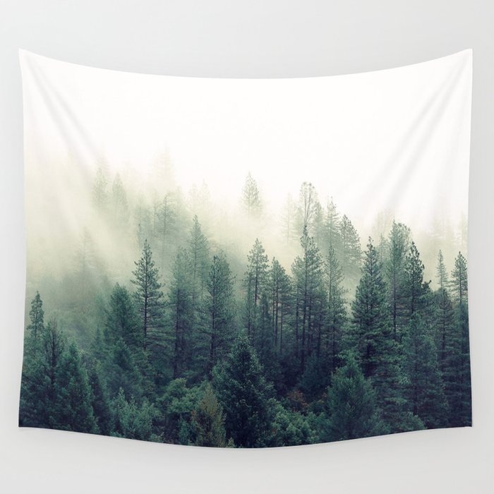 Foggy Winter Forest Wall Tapestry by Stay Positive Design Society6