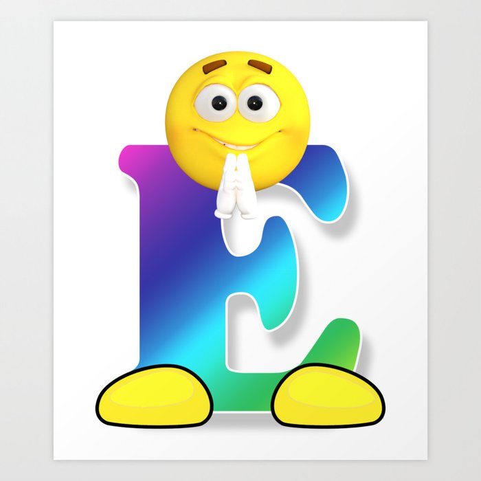 Letter K Alphabet Smiley Monogram Face Emoji Shirt for Men Women Kids Art  Print by Arthur Martin