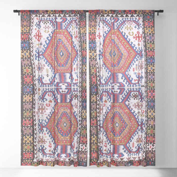 Hotamis Konya Central Anatolian Kilim Print Sheer Curtain