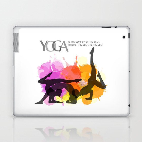 Yoga and meditation watercolor quotes in warm scheme- Yoga is the journey of the self	 Laptop & iPad Skin