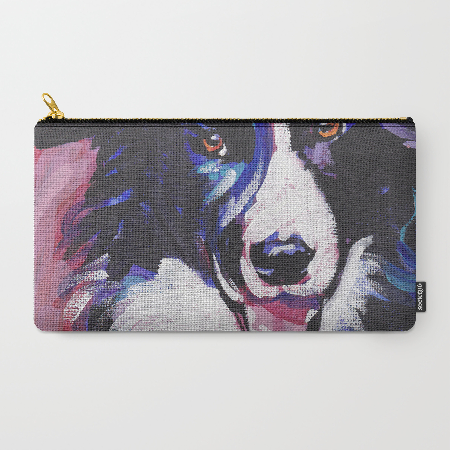 Fun Border Collie Dog Bright Colorful Pop Art Painting By Lea Carry All Pouch By Wilddogs Society6