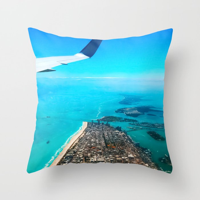 Miami Florida South Beach aerial view Throw Pillow