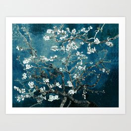 Van Gogh Almond Blossoms : Dark Teal Art Print