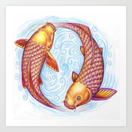 Pisces Fish Yin Yang Mandala Art Print By Psychedeliczen Society6