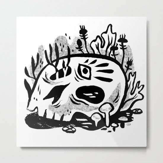 Skull Planter Metal Print