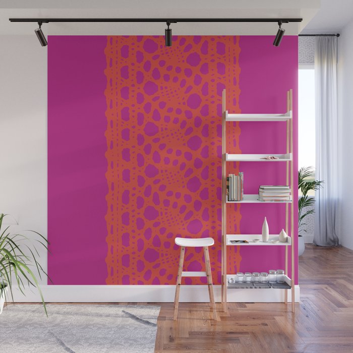 Lace in orange and pink Wall Mural