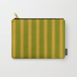 [ Thumbnail: Green & Goldenrod Colored Stripes/Lines Pattern Carry-All Pouch ]