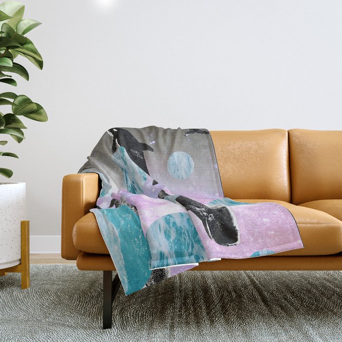whales in space Throw Blanket