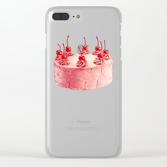 Cherry Cake Pattern Clear iPhone Case