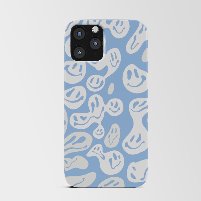 Pastel Blue Dripping Smiley iPhone Card Case