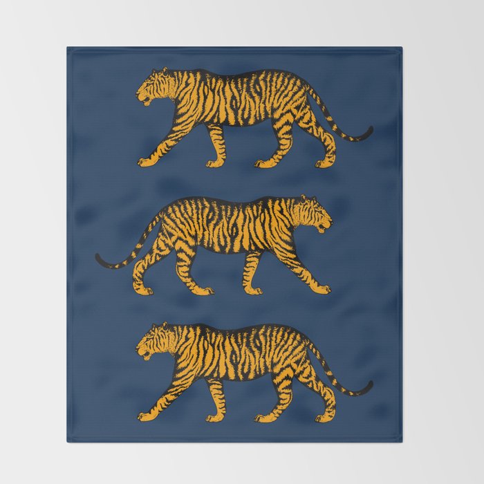 Tigers (Navy Blue and Marigold) Throw Blanket