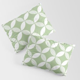 Mid Century Modern Geometric Flower Pattern Sage Green 2 Pillow Sham