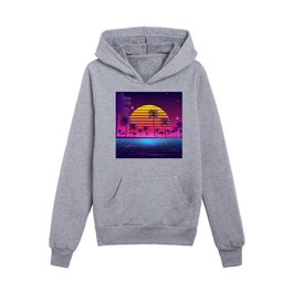 Majestic Sunset Synthwave Kids Pullover Hoodies