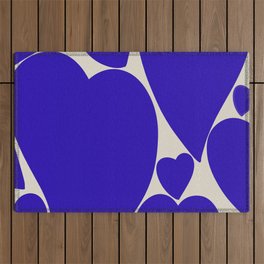 Navy Blue Hearts Contemporary Pattern Outdoor Rug