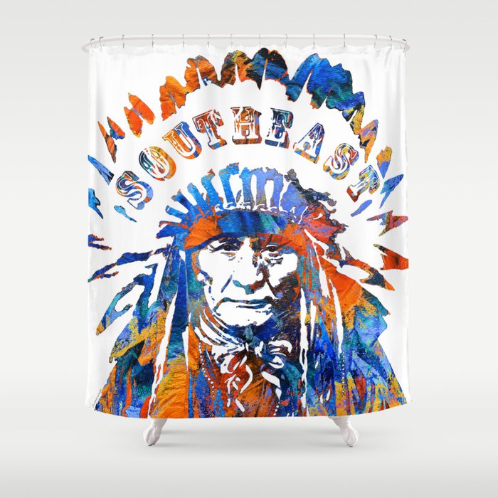 Southeast Native American Logo Design by Sharon Cummings Shower Curtain