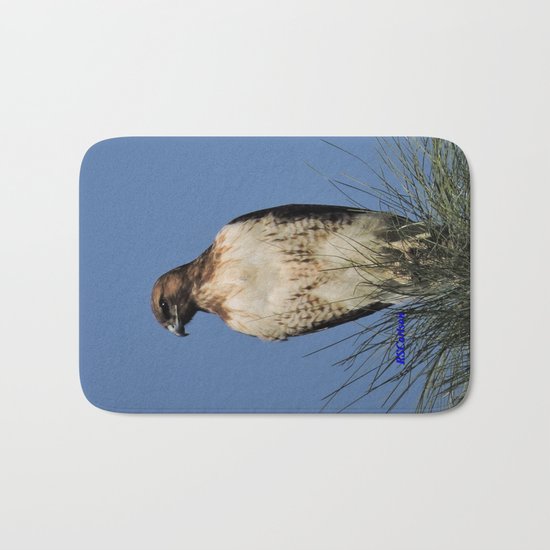 Red-Tailed Hawk on Watch at Foothill and B Street Bath Mat