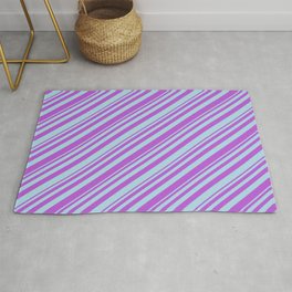 [ Thumbnail: Orchid and Light Blue Colored Lined Pattern Rug ]