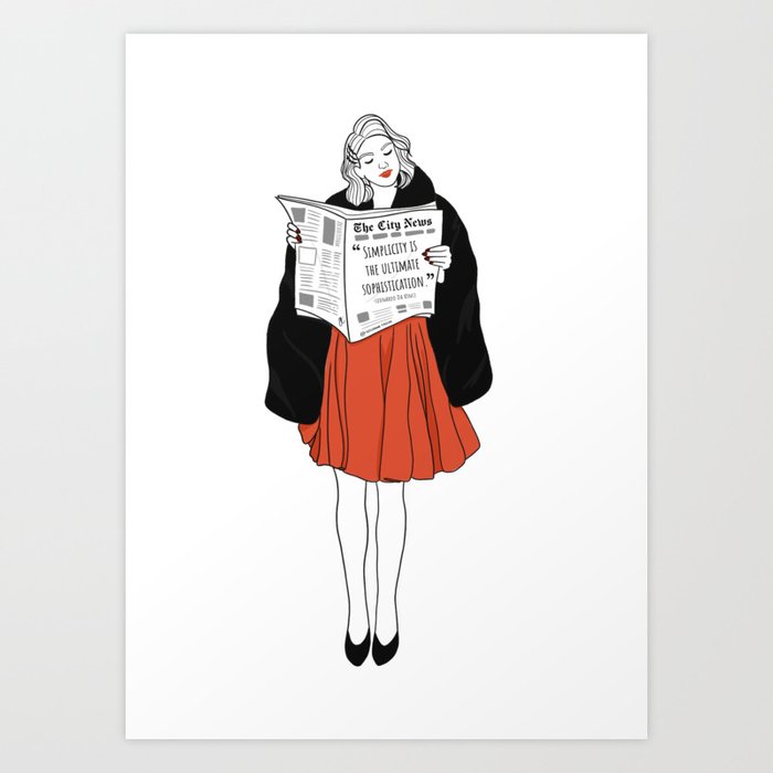 Girl Reading the News Art Print
