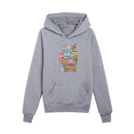 Cozy Reading Kids Lost in The Stacks Kids Pullover Hoodies