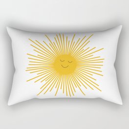 Contented Sun Cute Mustard Yellow Sunburst Rectangular Pillow