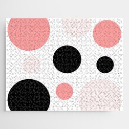 Atomic Era Circles With Dots Salmon Pink Jigsaw Puzzle