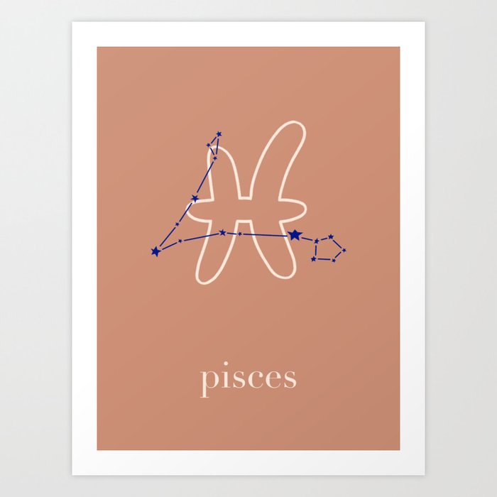 Pisces stars terracotta zodiac Art Print