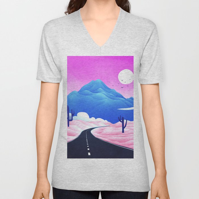 Moonlit Desert V Neck T Shirt
