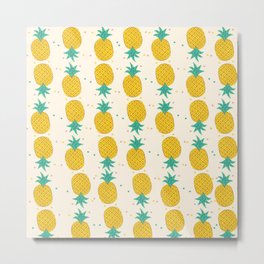  cheerful pineapple Metal Print | Nature, Natural, Cheerful, Fruit, Abacaxi, Pineapple, Moderno, Pattern, Alegre, Fruta 