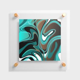Liquify - Brown, Turquoise, Teal, Black, White Floating Acrylic Print