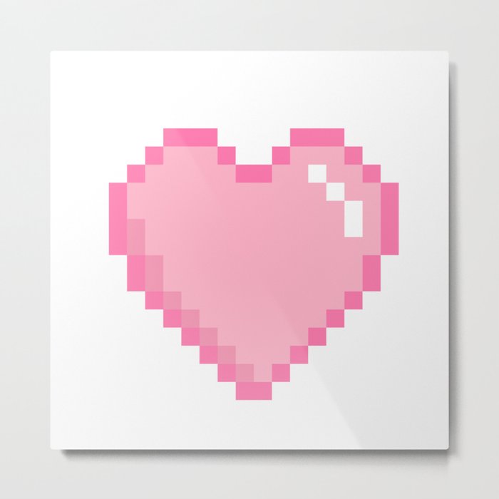 Pink Love 8 Bit Pixel Heart Metal Print