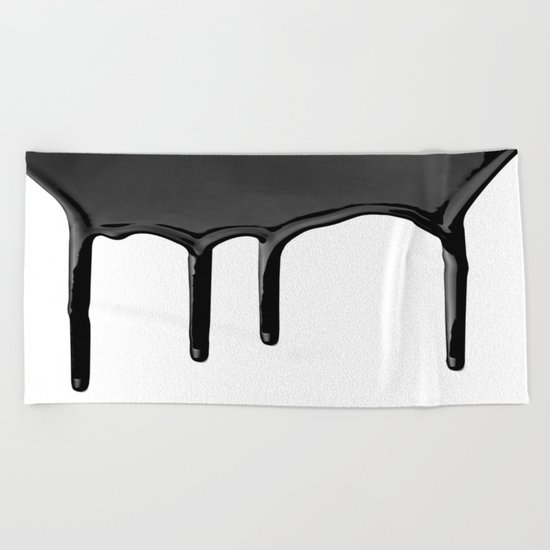 Black paint drip Beach Towel