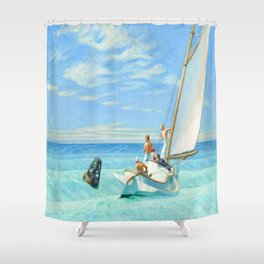 Edward Hopper Ground Swell 1939 Painting | Sailing Boats Sails Shower Curtain
