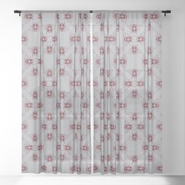Nature Honey Bees Bumble Bee Pattern Red Gray Grey Sheer Curtain