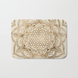 Flower of Life in Lotus - pastel golds and canvas Bath Mat