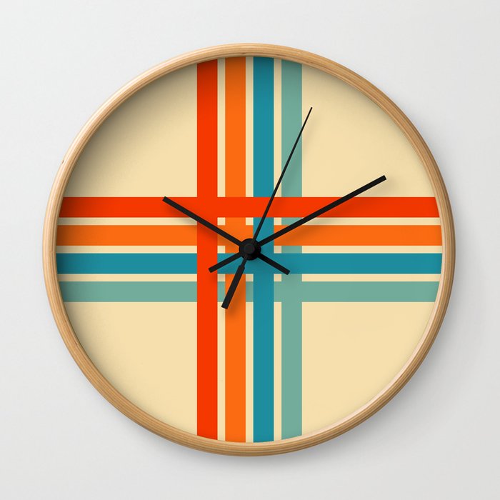 Retro Cross Stripes 02 Wall Clock