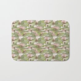 abstract seamless pattern of watercolor stains in colors of green with pink and brown Bath Mat