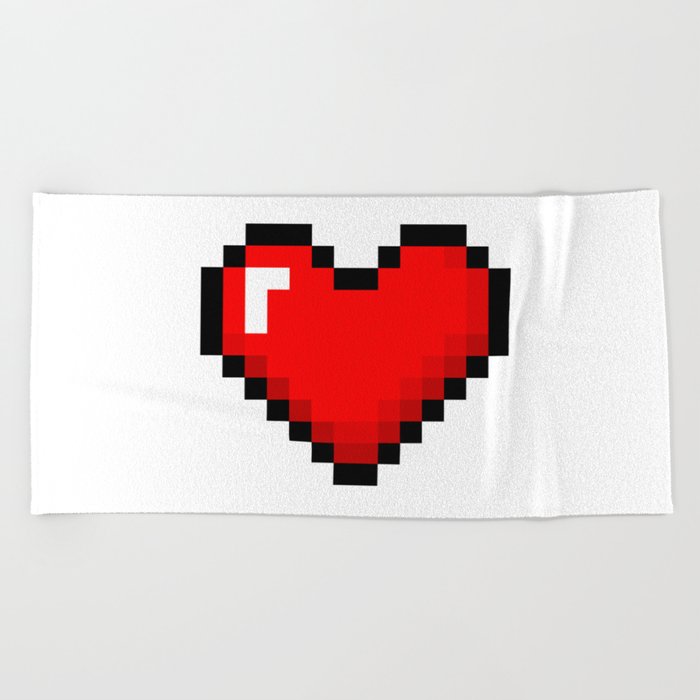 8-Bit Heart Beach Towel