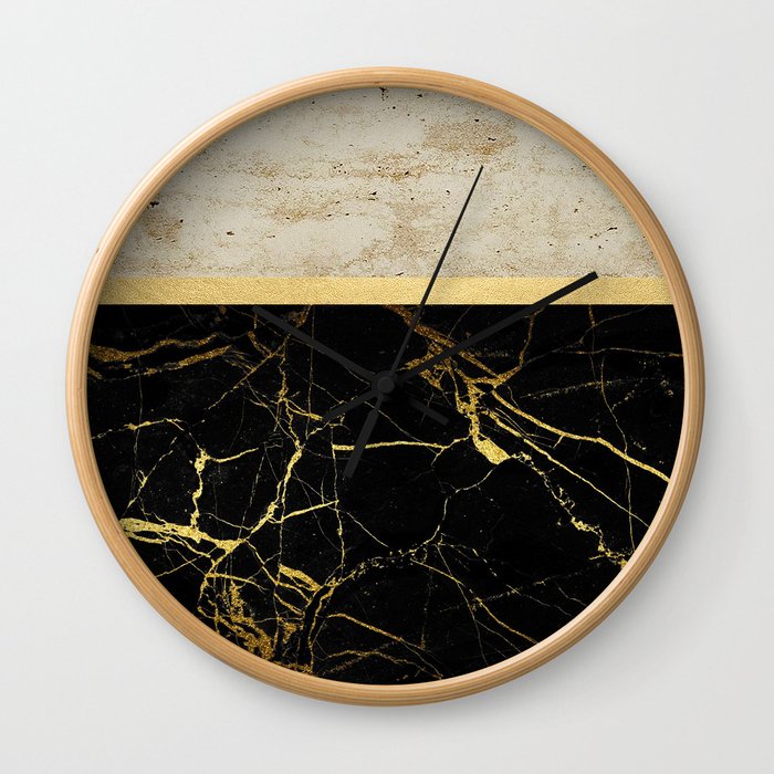 Gold and Marble Stripes 2 Wall Clock