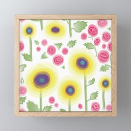 Sunflowers N' Roses - white Framed Mini Art Print