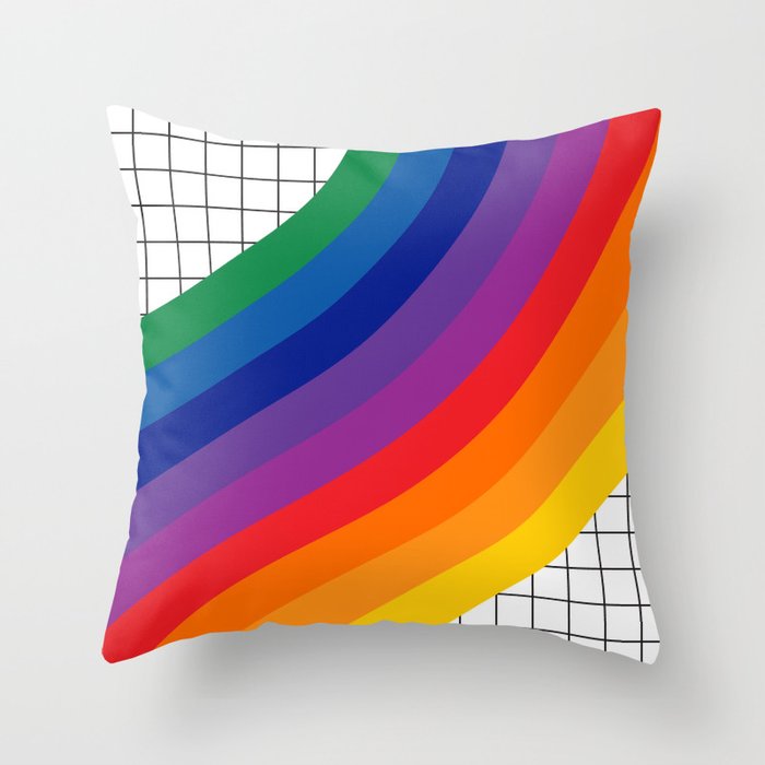 Rainbow Grid Throw Pillow